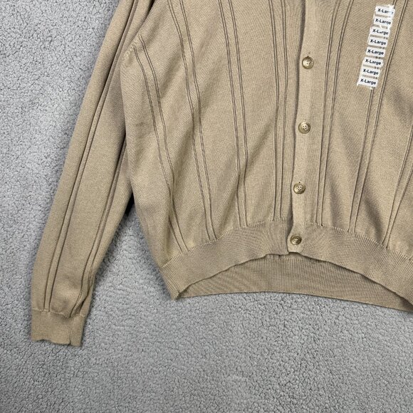 Arnold Palmer Sweater Mens Size XL Camel Brown Cardigan VTG Loose Fit Old Money - Picture 10 of 14